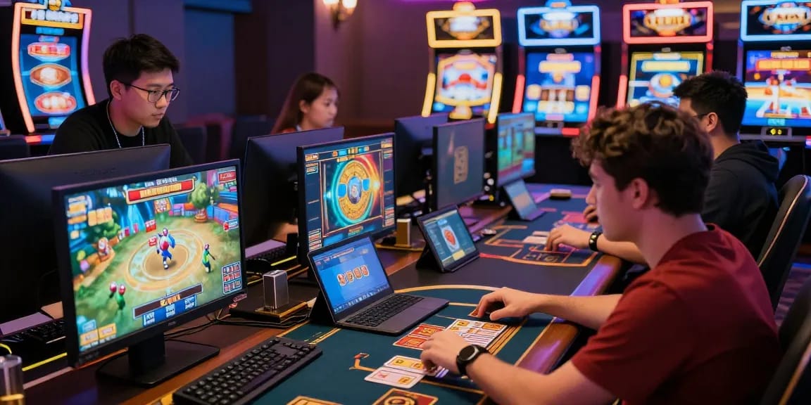 Engaging players enjoying game bài đổi thưởng online with enthusiastic atmosphere and vibrant graphics
