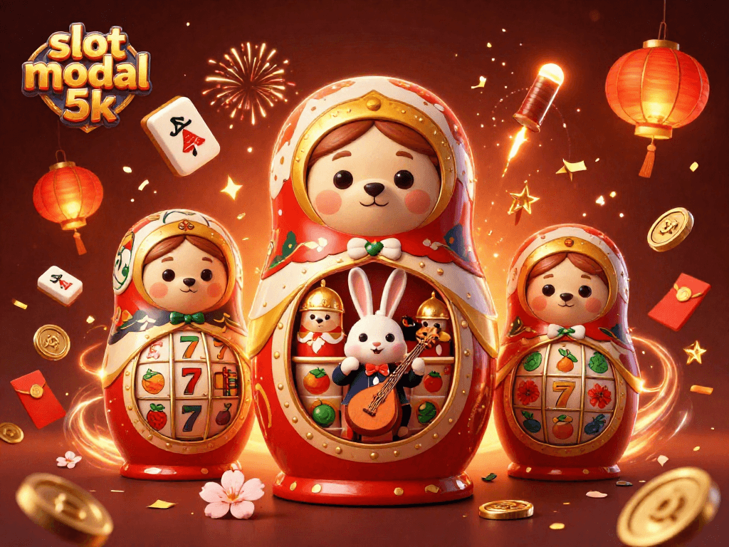 Spin into action with the vibrant slot modal 5k featuring 3D bears and festive casino elements.