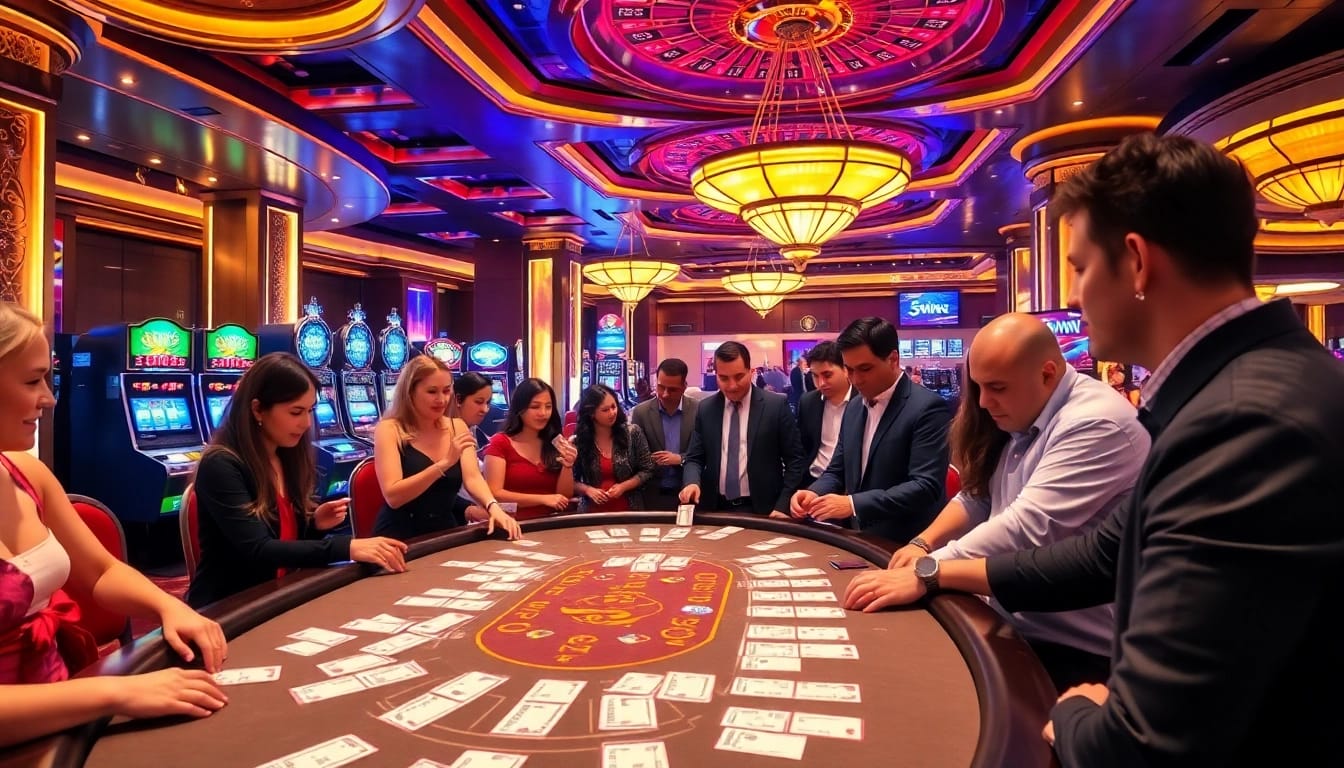 Engaging scene of Đá Gà Thomo BJ888 with vibrant betting atmosphere and players excitedly wagering.