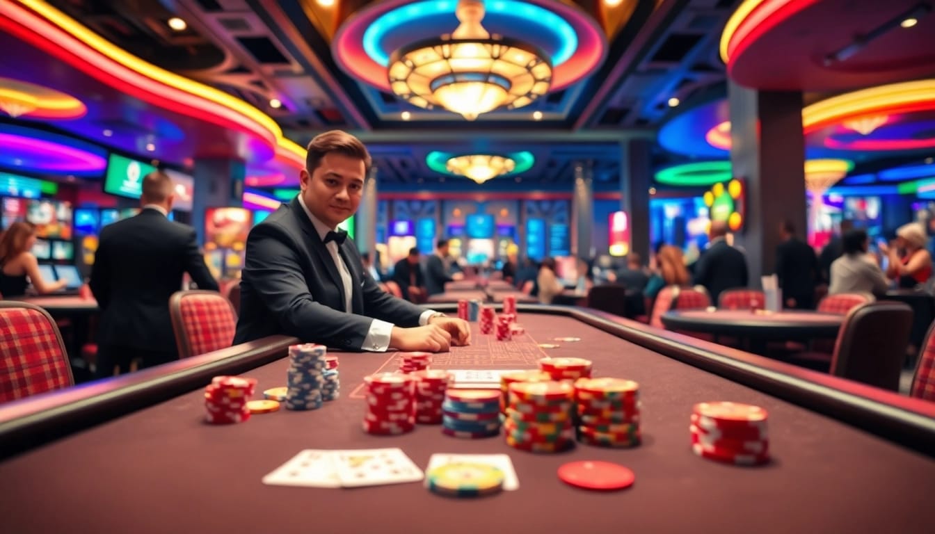 Bermain bandar togel dengan suasana kasino yang meriah.