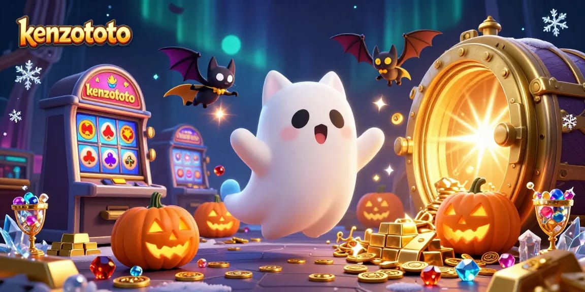 Kenzototo players enjoying a thrilling lottery experience with ghostly fun in a haunted casino setting.