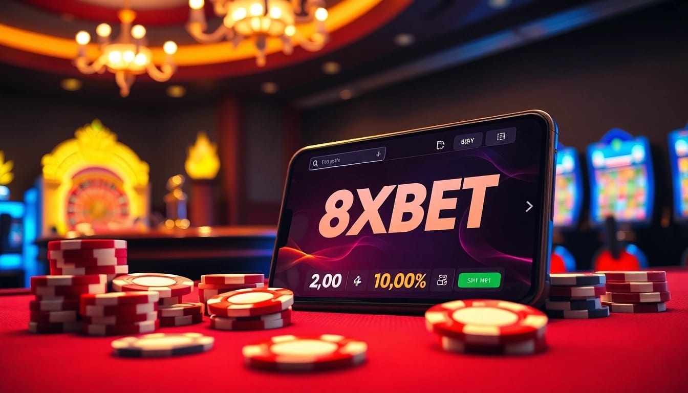 Experience the excitement of tải app 8xbet with vibrant casino visuals and mobile gambling action.