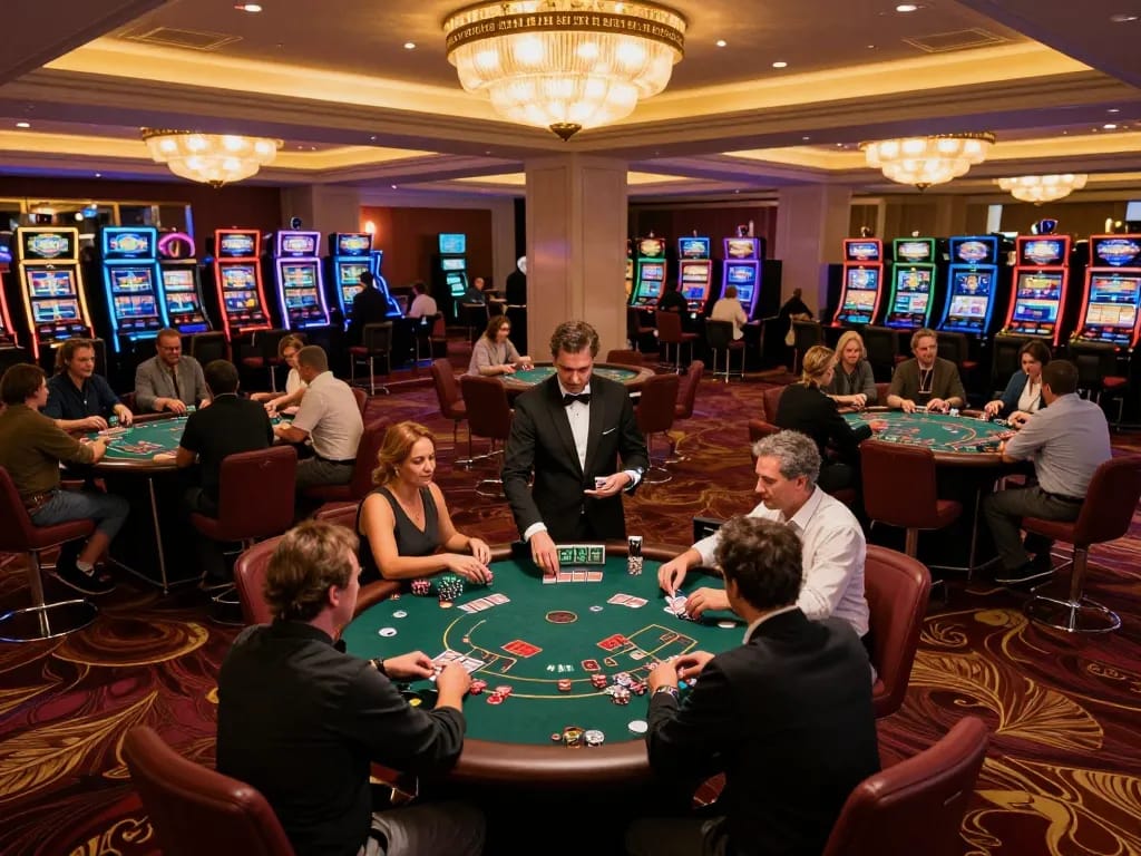 Players strategizing their bets at tg88 blackjack table in a luxurious casino setting