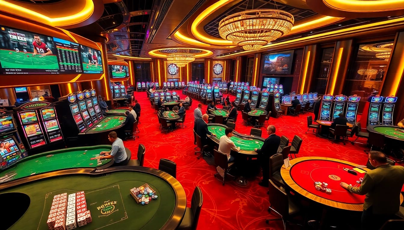 Bong88 casino scene featuring vibrant tables, professional croupiers, and thrilling gameplay.