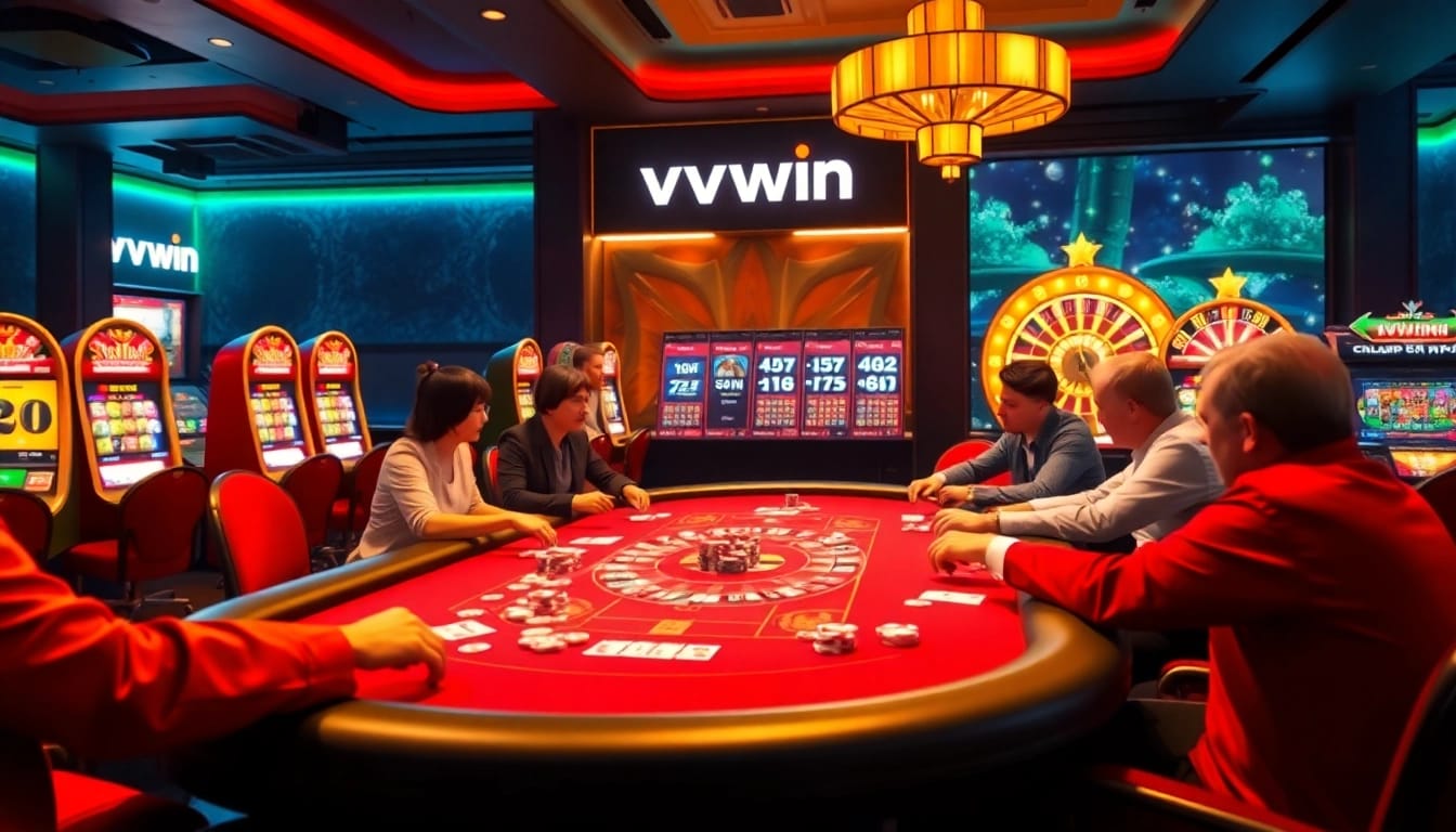 Experience the excitement of vvvwin at a luxurious casino with intense poker action and vibrant slots.