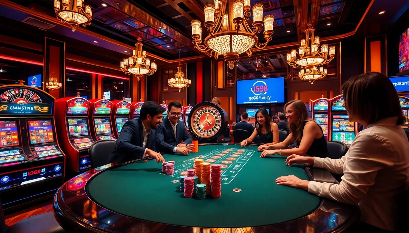 Players enjoying blackjack and slots at https://go88.family/, showcasing vibrant casino excitement.