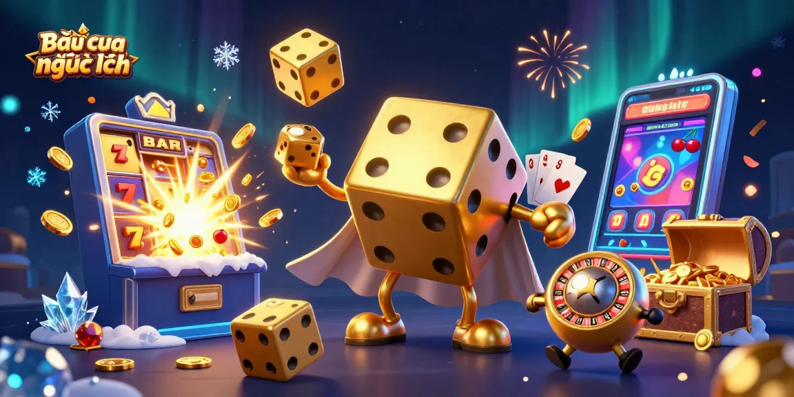 Engage with "Bầu cua bịp mới nhất" through vibrant 3D illustration showcasing dynamic casino game elements.