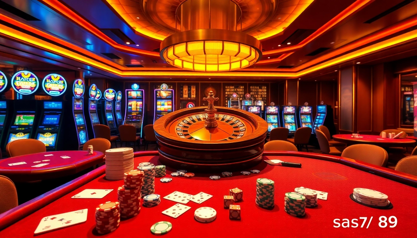 Experience thrilling moments at sao789 with vibrant casino games, poker chips, and roulette excitement.