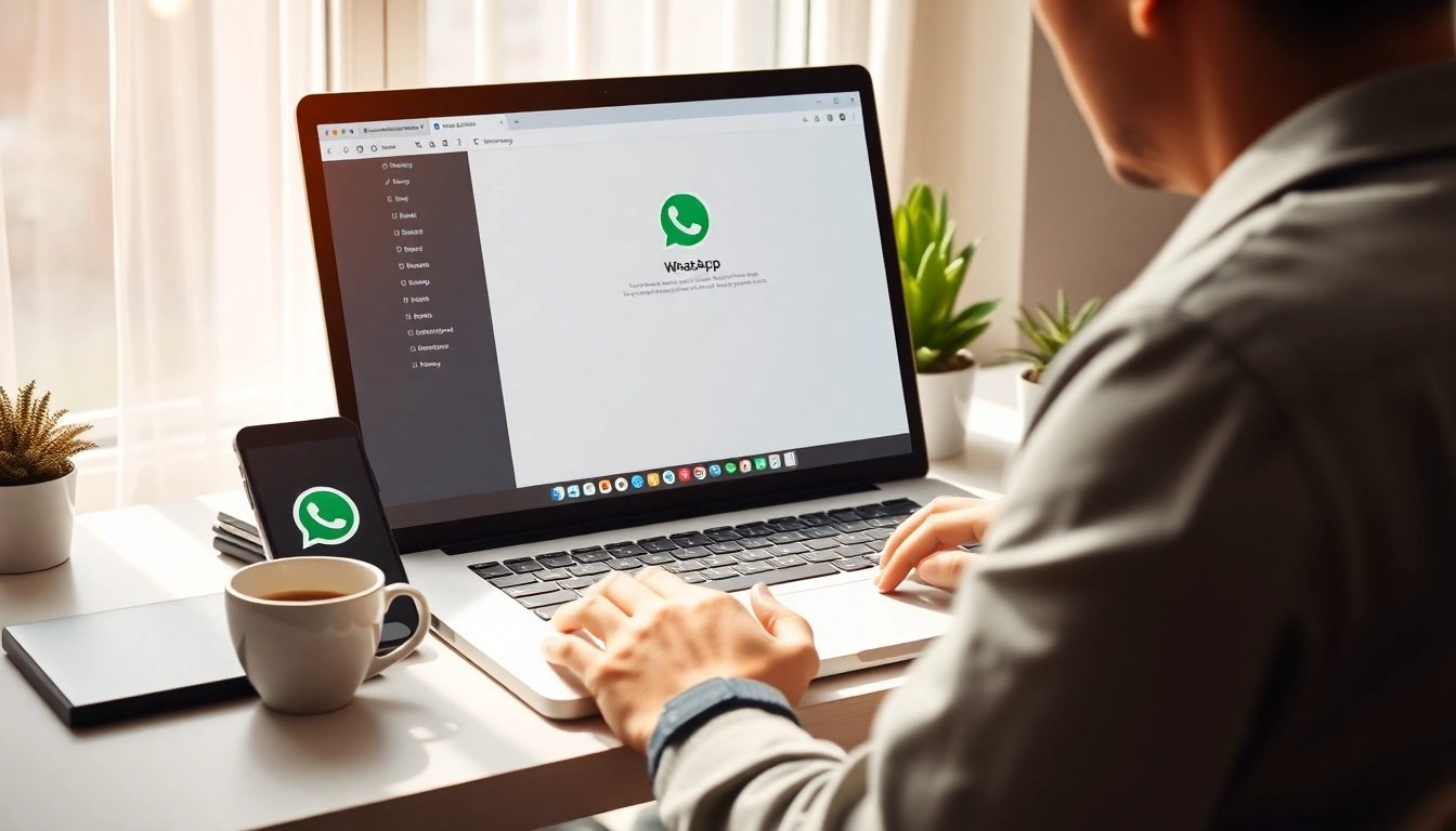 在现代工作区使用笔记本电脑体验 WhatsApp Web 上的快连VPN。