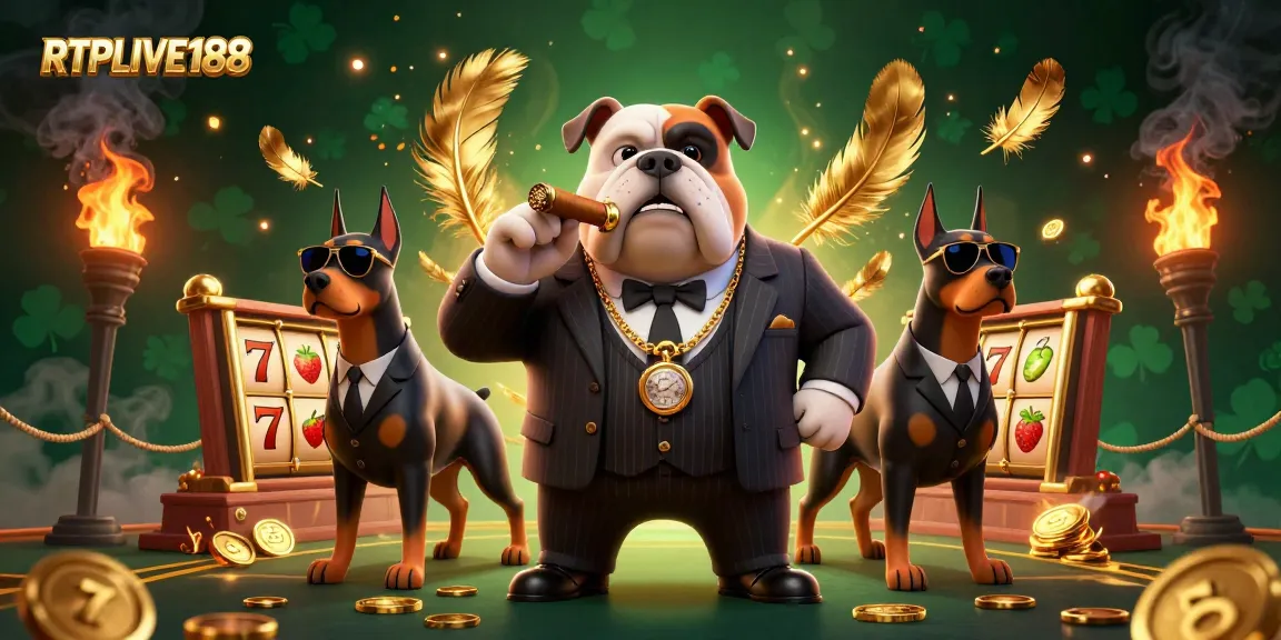 Rasakan permainan mendebarkan dengan RTPLIVE188 yang menampilkan anjing bulldog mafia dan penjaga tubuh Doberman dalam suasana kasino yang energik.
