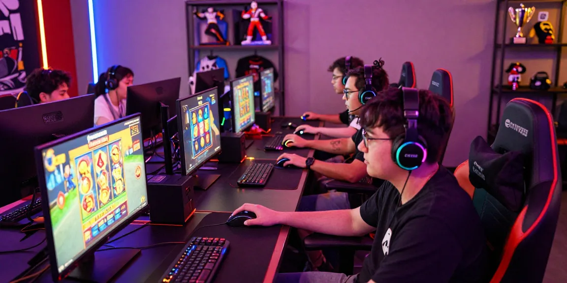 Pajaktoto gaming tournament scene showing players engaged in live-streamed competition with advanced setups and vibrant atmosphere.