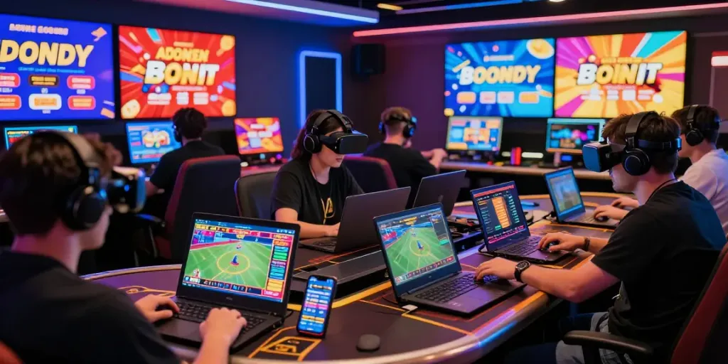 Online players enjoying lotus365 live sports betting in a vibrant gaming atmosphere.
