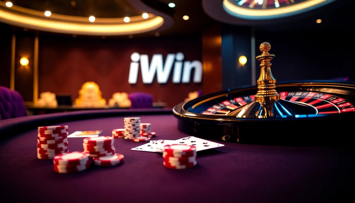 Experience thrilling gameplay with iWin's exciting casino atmosphere featuring classic poker elements.