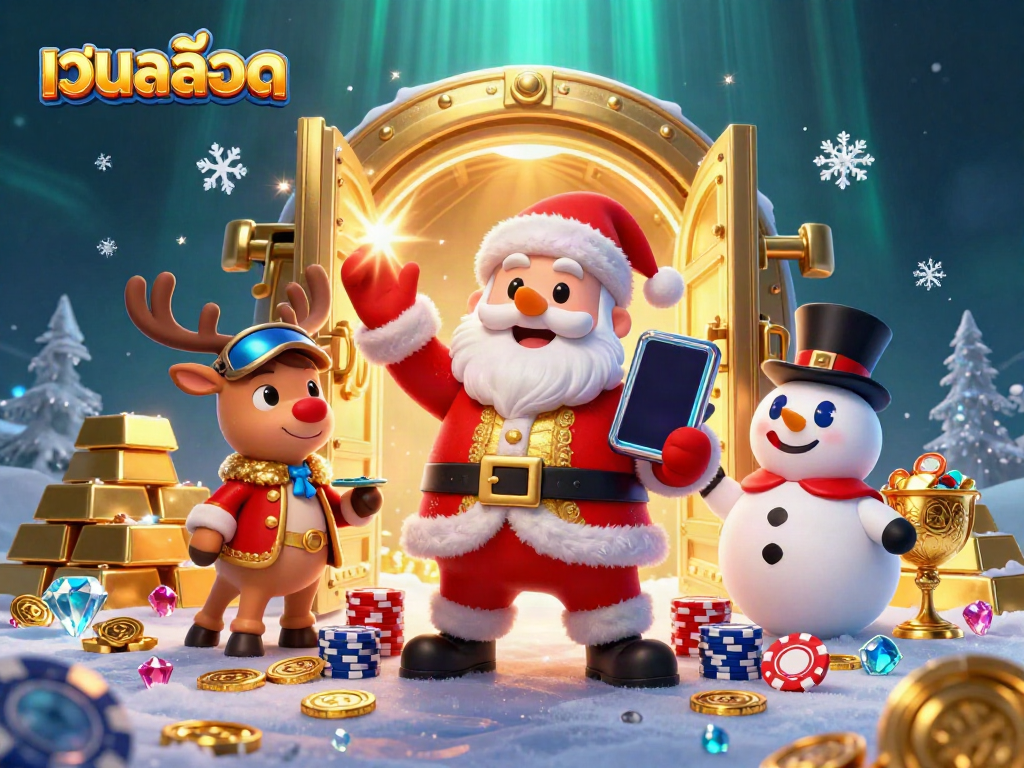 ภาพของเกม เว็บสล็อต กับซานตาคลอสที่มีเสน่ห์ในธีมคาสิโน การแข่งขันสล็อตที่น่าตื่นเต้น