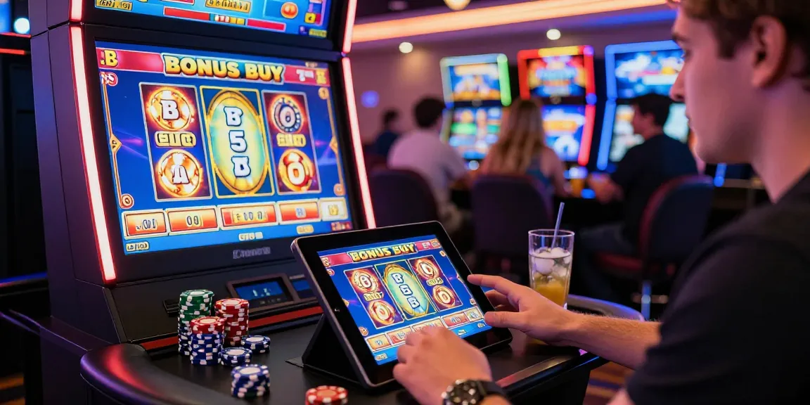 Player enjoying Bonus Buy Slots at an online casino, showcasing thrilling gaming action from https://celebratepanto.co.uk/.