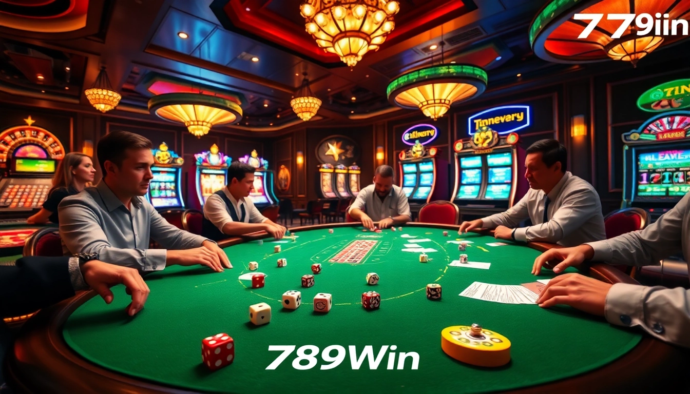Experience excitement at 789Win's vibrant casino featuring poker games and dazzling slot machines.