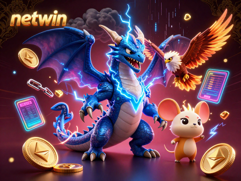 Engage with netwin's thrilling gaming experience featuring electrifying characters and vibrant crypto elements.