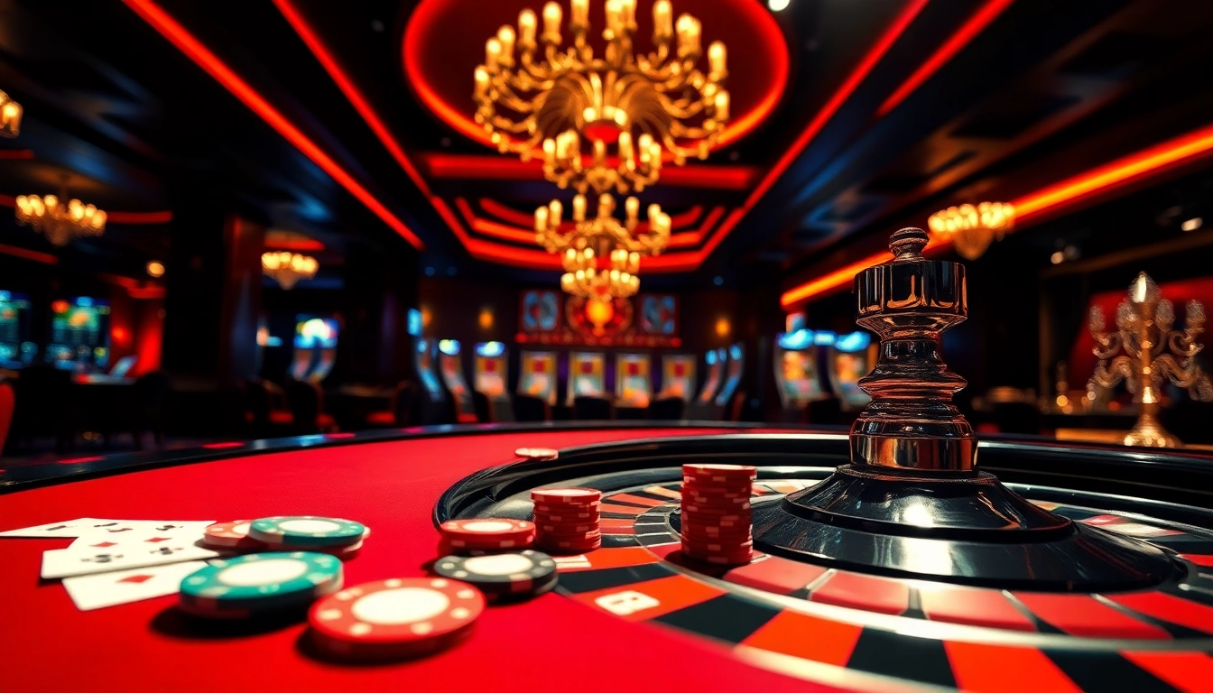 Experience casino games with a vibrant roulette setup and lively casino atmosphere.