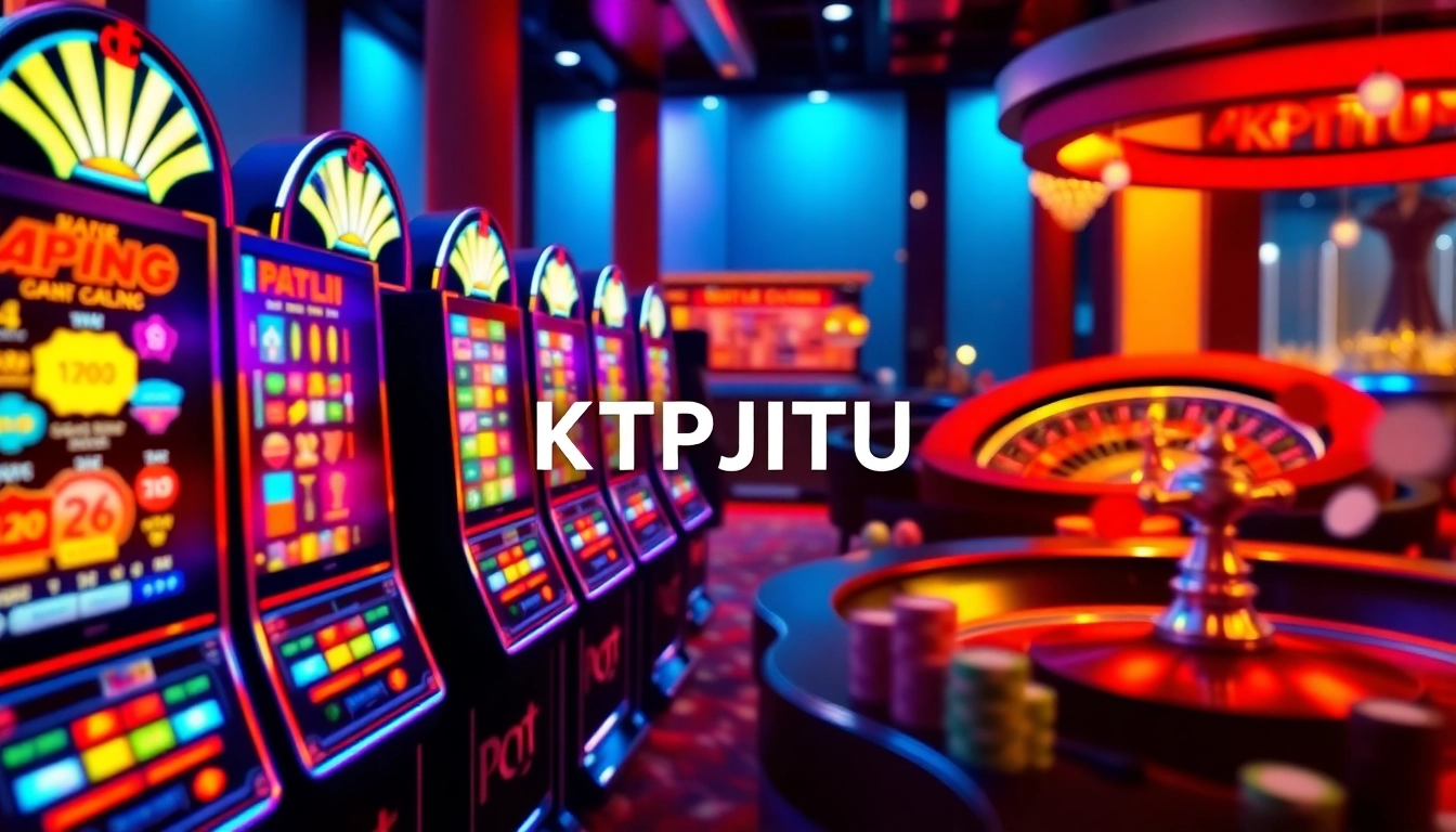 KTPJITU offers an exciting online gambling atmosphere with vibrant slot machines and a welcoming gaming setup.