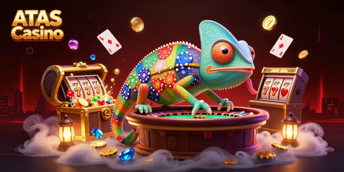 Join the excitement at ATAS Casino with dynamic games and thrilling visuals in this vibrant illustration.