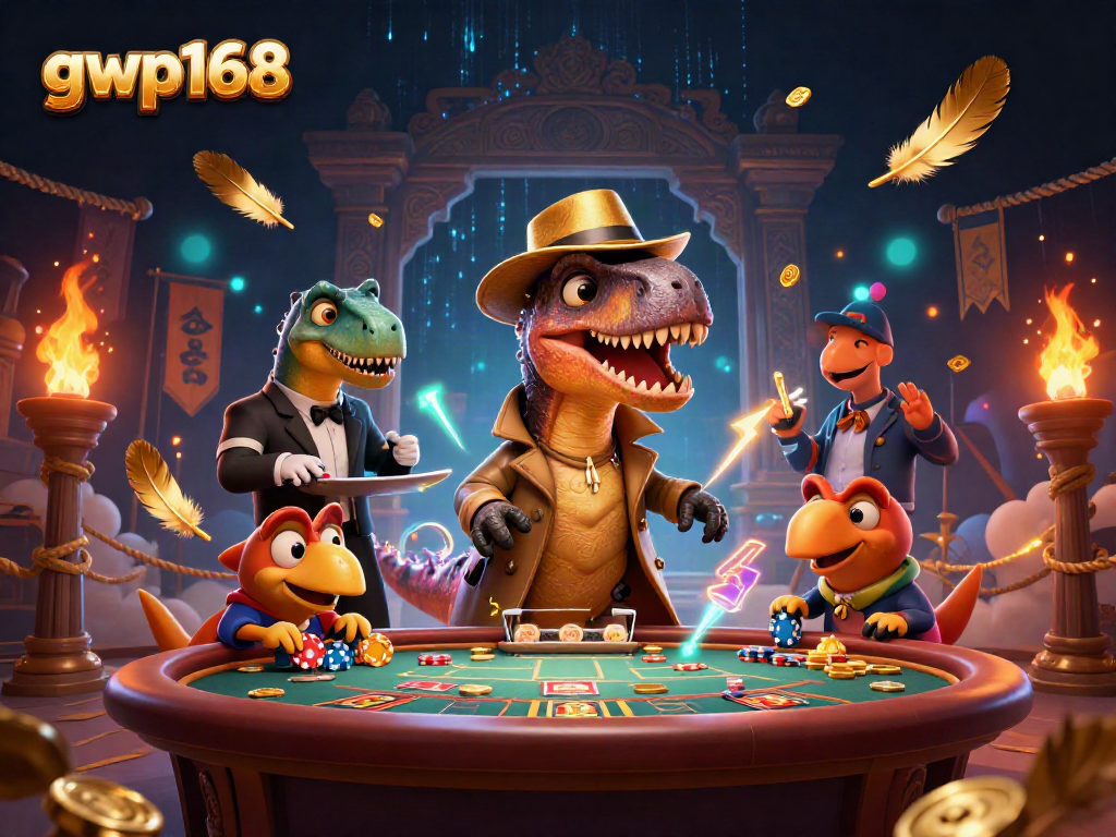 gwp168 menghadirkan permainan blackjack dengan karakter unik, termasuk velociraptor dan pit boss, dalam suasana yang mendebarkan