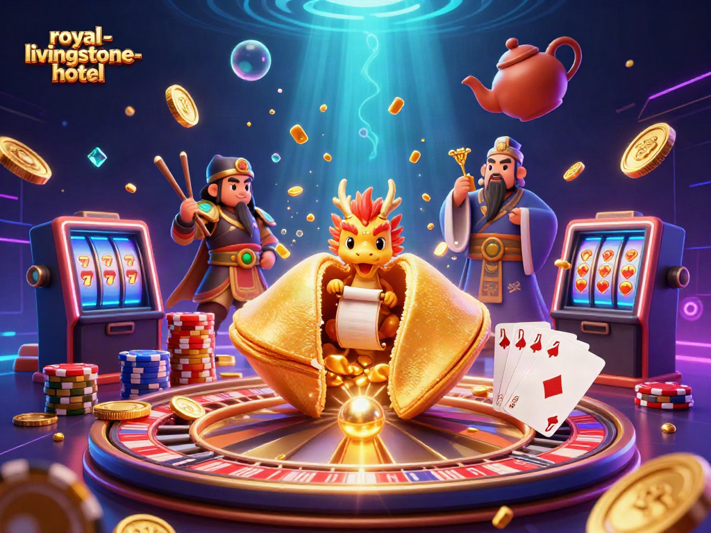 Mainkan slot menarik di royal-livingstone-hotel dengan visual fantastis dari kue keberuntungan dan naga bijak.