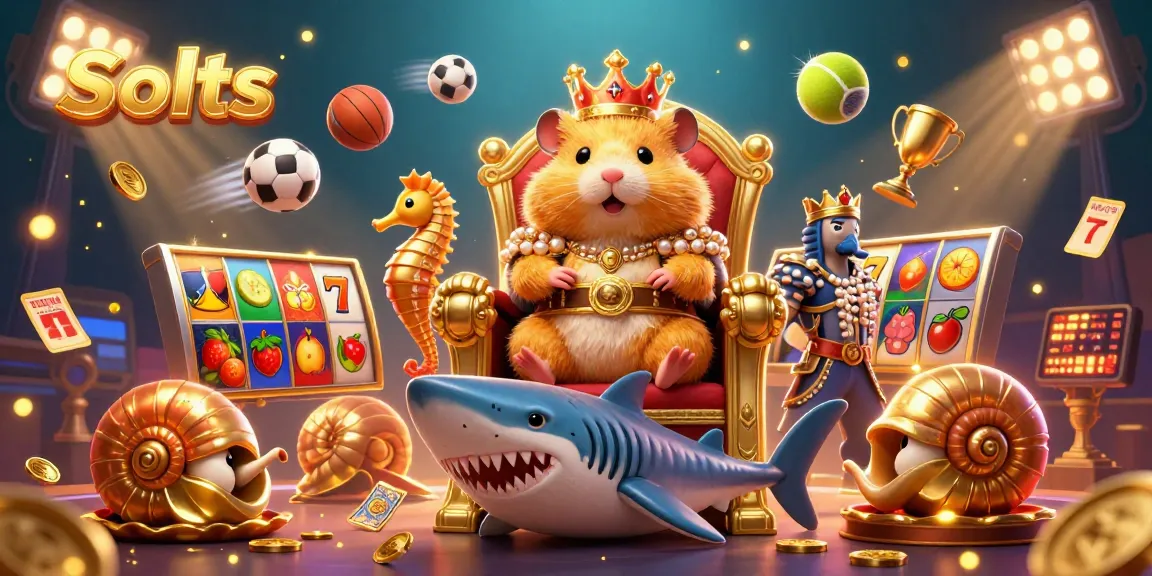 Engage in thrilling Slots gameplay with a golden hamster king and dynamic casino elements.
