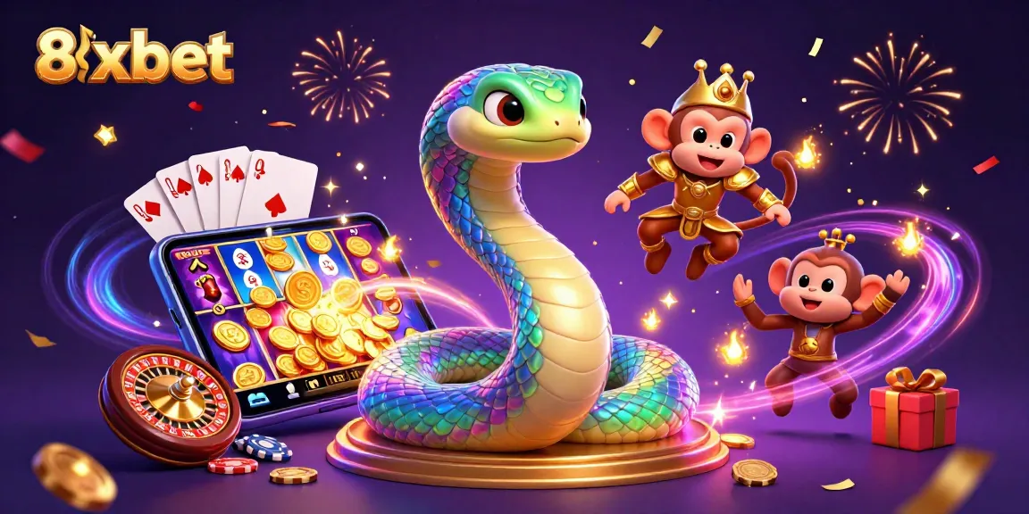 Join the excitement at 8xbet with a vibrant 3D casino scene featuring magical characters and thrilling games.