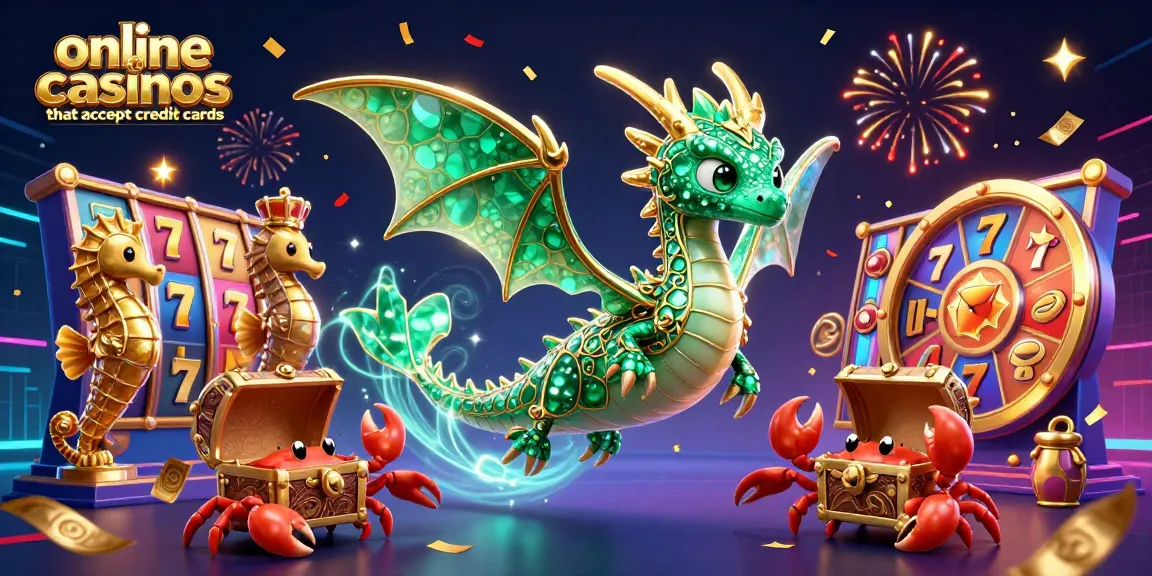 Engaging illustration of online casinos that accept credit cards featuring vibrant gaming elements and characters.