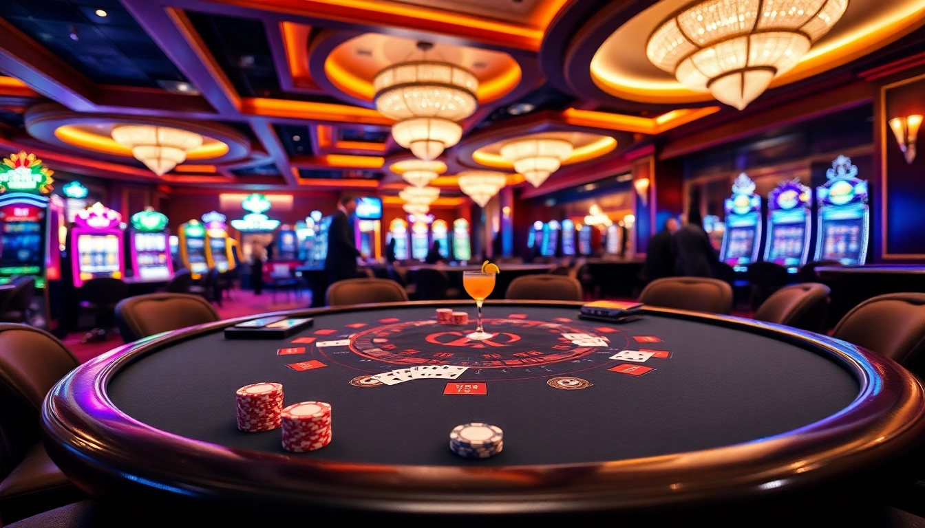 Experience thrilling casino online gameplay at luxurious blackjack tables with lively ambiance.