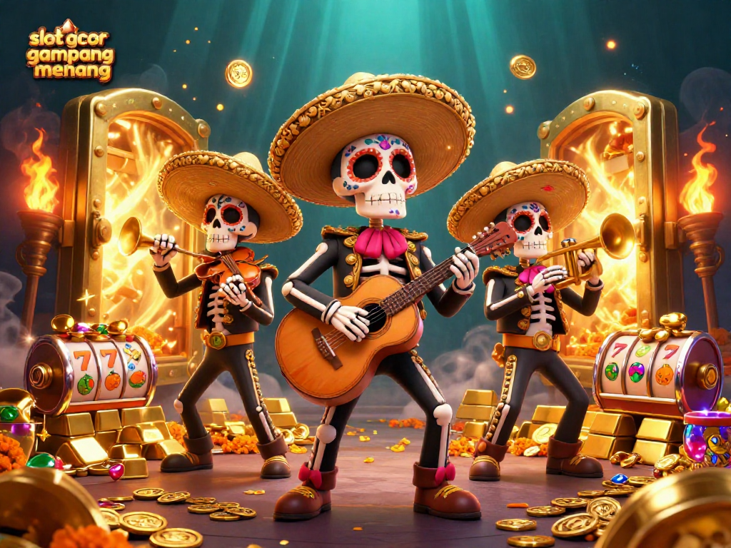 Experience the excitement of slot gacor gampang menang with this vibrant 3D illustration featuring a lively mariachi band celebrating wins.