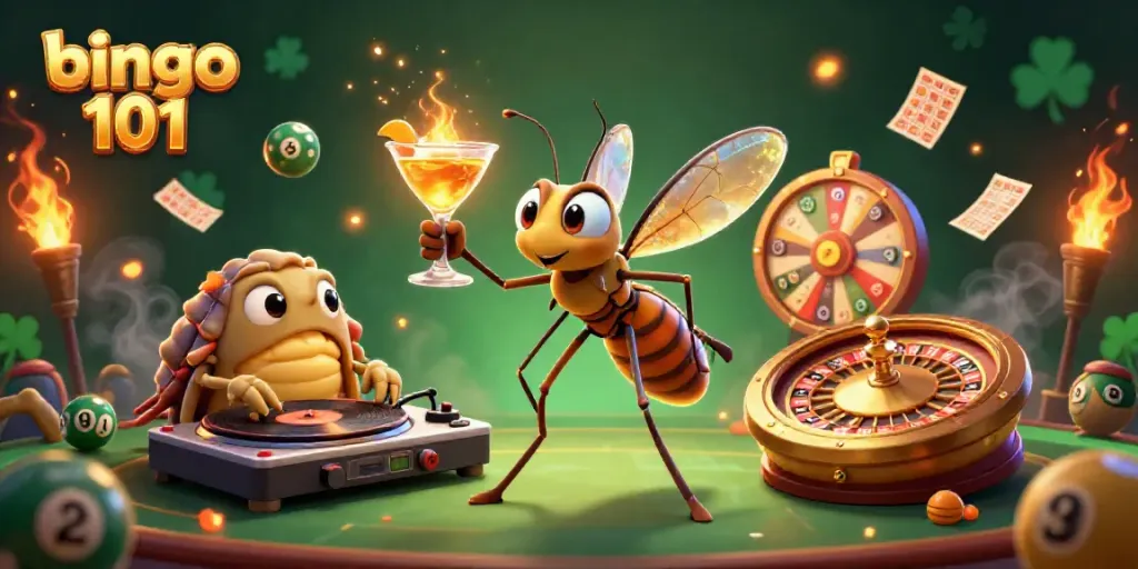 Experience exciting Bingo 101 gameplay with a vibrant, animated scene featuring bingo elements.