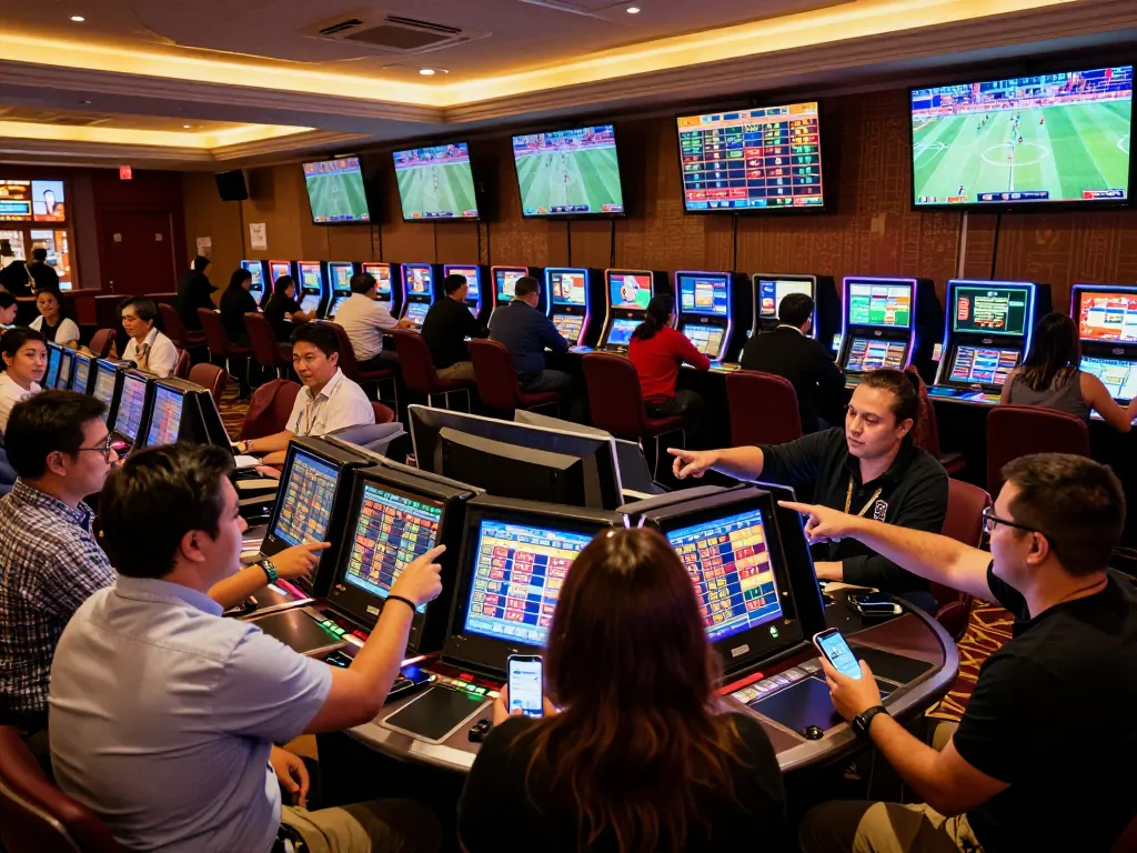 Kebet.br.com sports betting excitement with patrons engaged in live betting action.