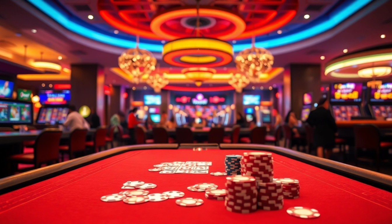 Menangkan Slot deposit 5000 di meja judi kasino yang penuh warna.