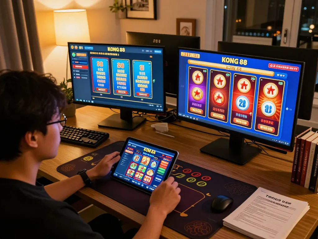 KONG 88 online gaming setup with vibrant casino interface and strategic gameplay analysis