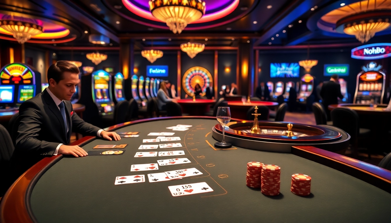 Experience thrilling casino gaming at nohu90. com's luxurious atmosphere with dynamic blackjack and slot machines.