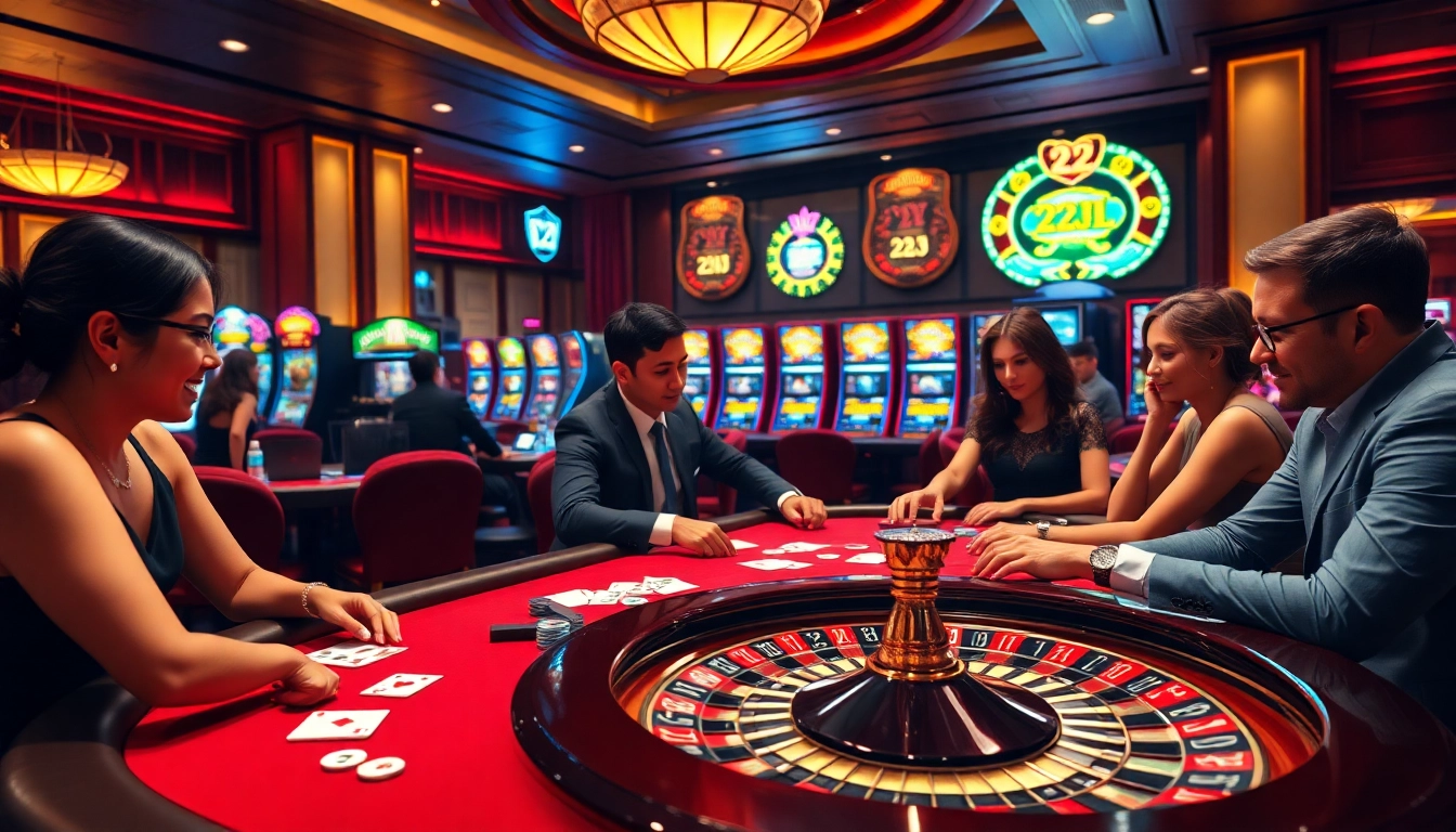 Exciting gambling at 22JL casino with vibrant poker chips and cards on a stylish table.
