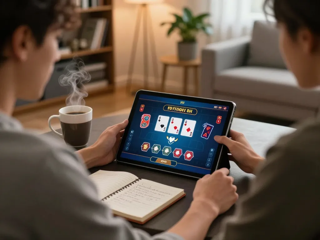 Player strategizing in a cozy home while engaging with online poker at 88x.