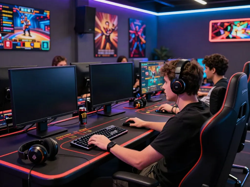 Intense online gaming session at a80 casino with vibrant graphics and immersive setup.