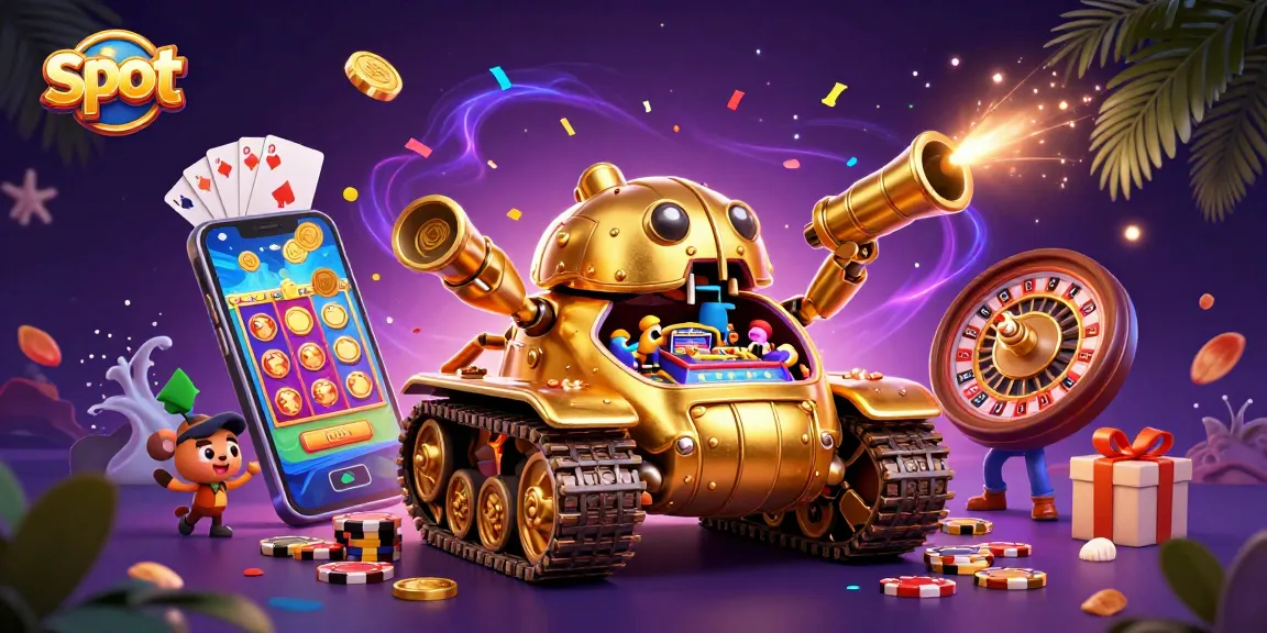 Engage with captivating slot gameplay featuring a golden beetle tank and vibrant casino elements.
