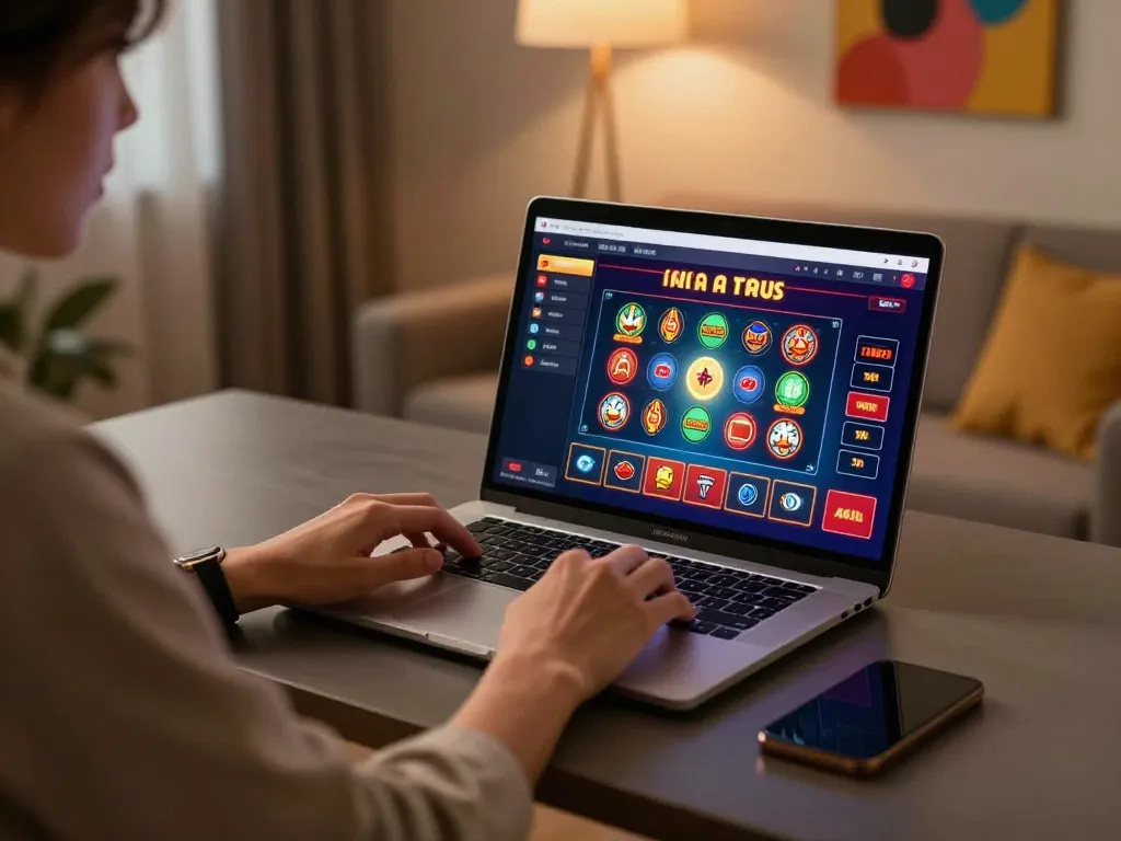 Engaged player experiencing bl555 online casino features at home.