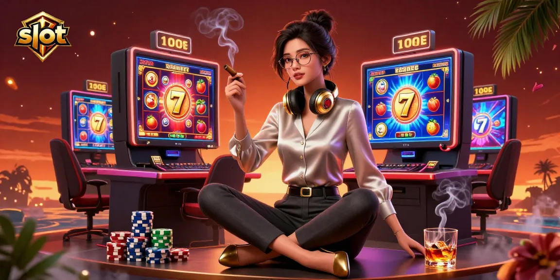 Experience exciting slot gameplay with vibrant reels and jackpot symbols in a dynamic casino scene.