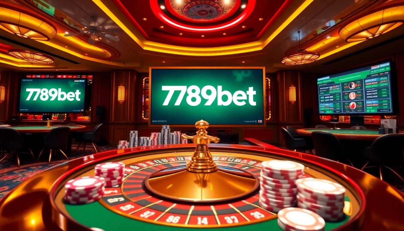 Engaging online gambling experience at 789bet with casino elements and vibrant atmosphere.