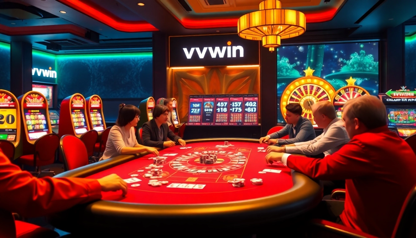 Experience the excitement of vvvwin at a luxurious casino with intense poker action and vibrant slots.