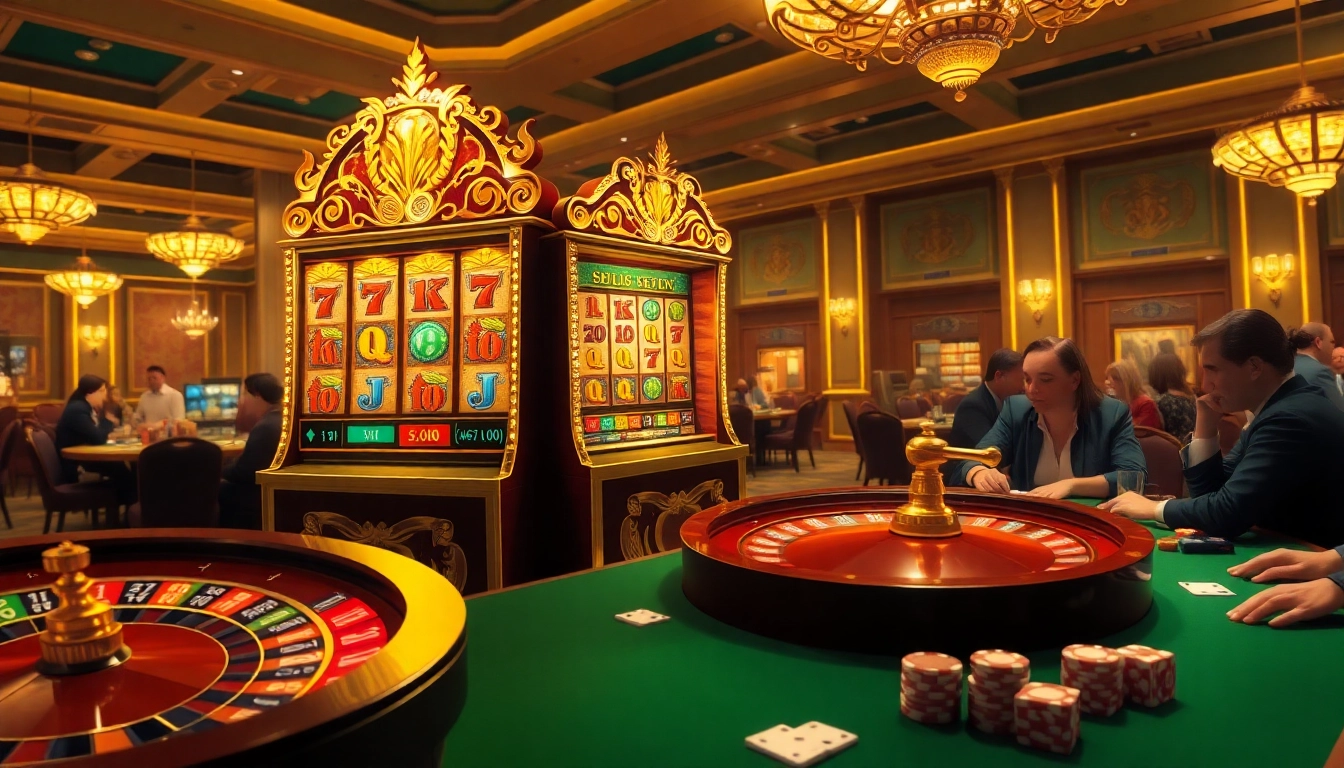 Experience the thrill of luxury12 with vibrant slot machines and an elegant casino atmosphere.