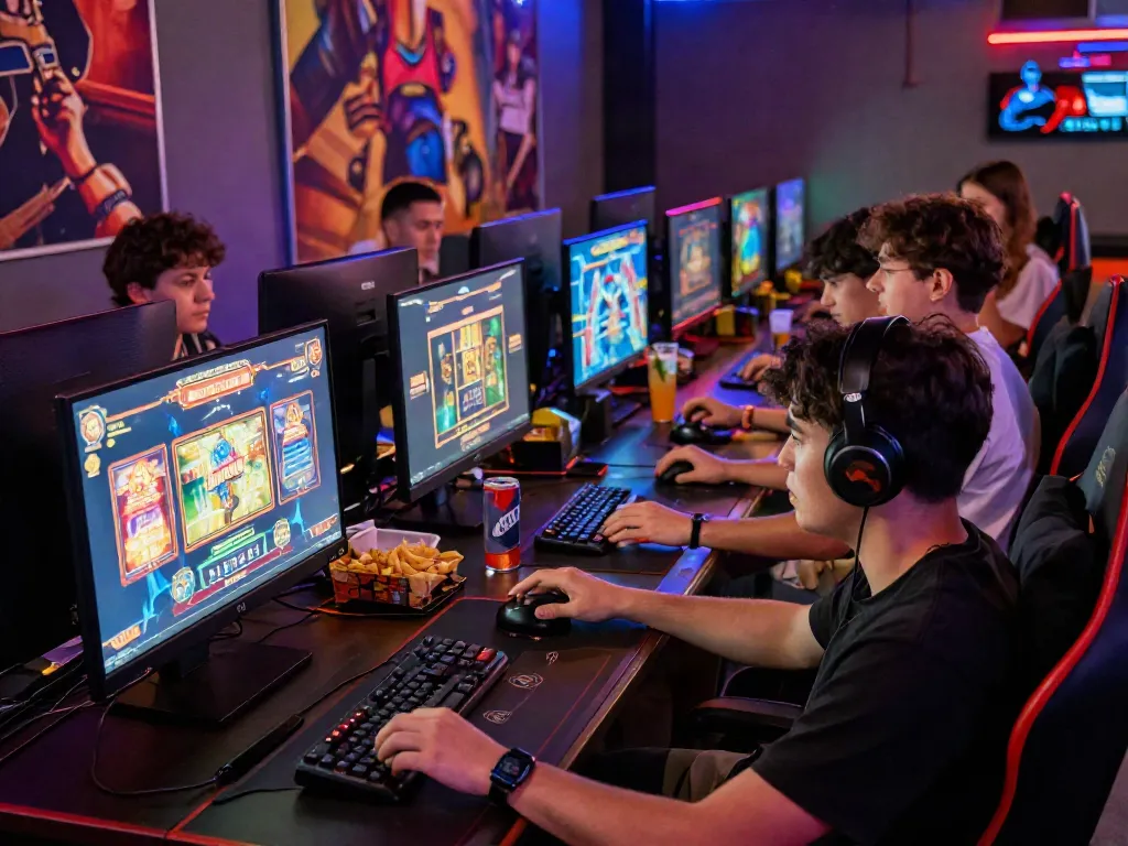 A80 gaming hub showcasing interactive experiences with friends and vibrant atmosphere.