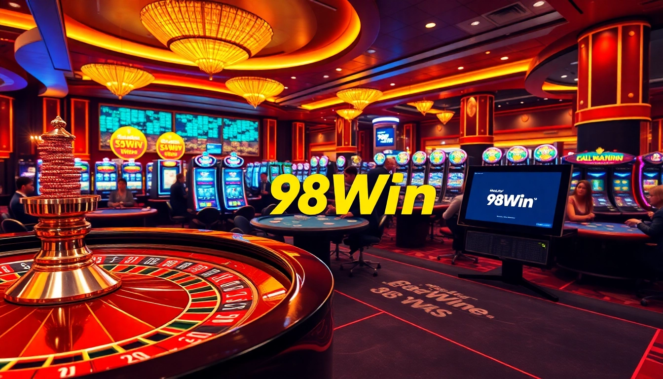 Engaging gamblers at 98Win with vibrant casino tables and exciting betting action.