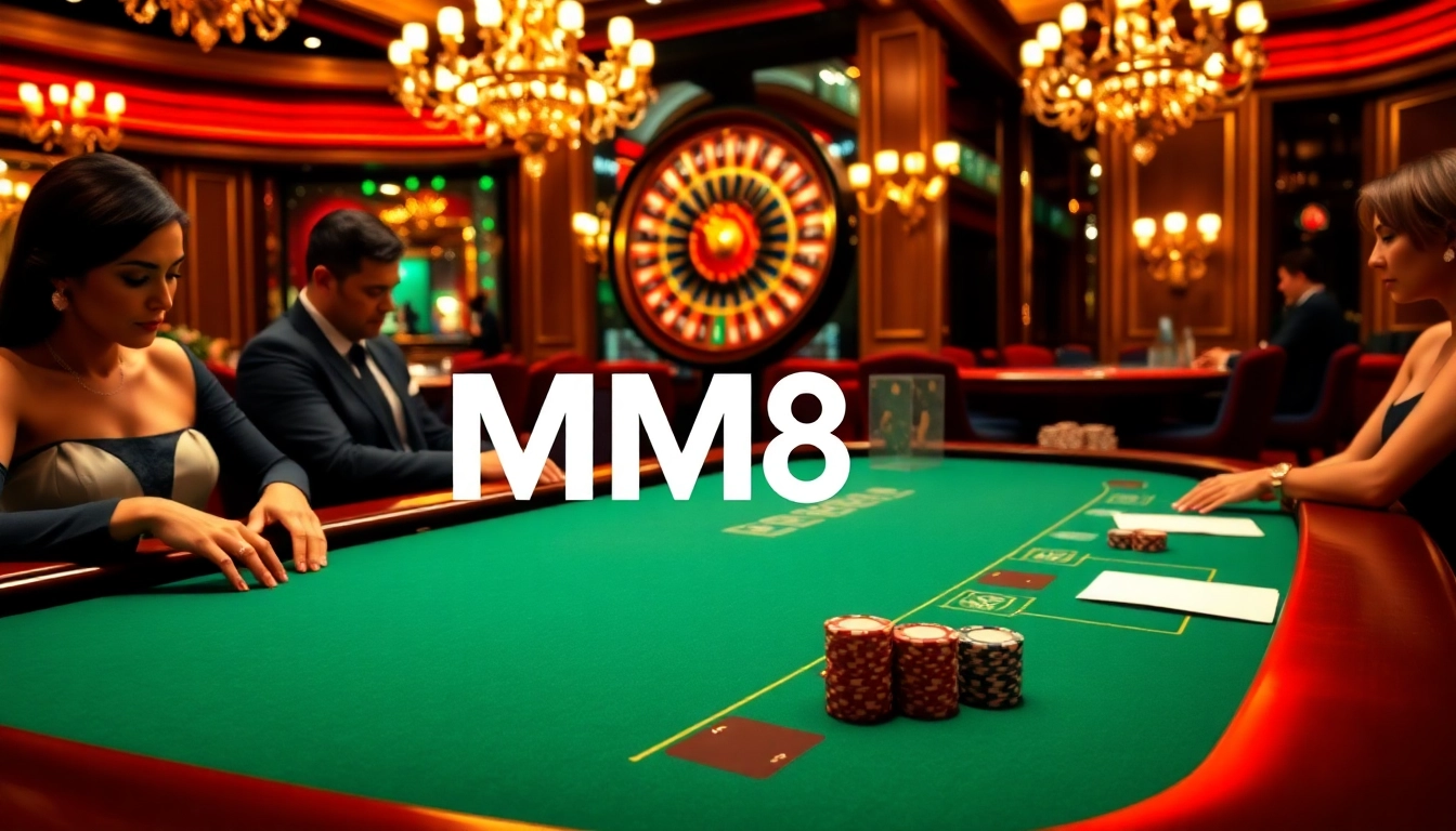Experience thrilling gameplay at MM88 with elegant poker tables, chips, and casino ambiance.