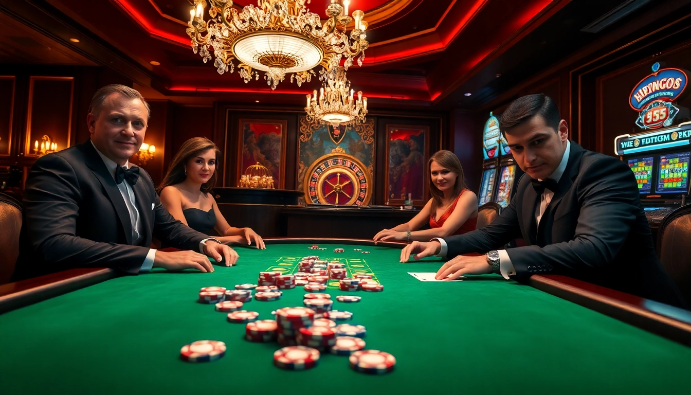 Excited players engaging in a high-stakes game at the 33win casino.