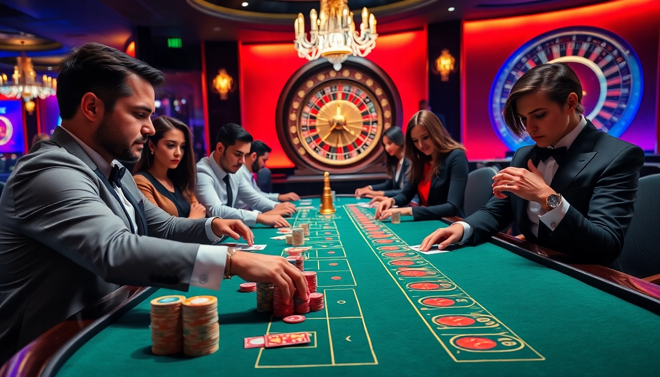 Players enjoying Baccarat at a luxurious casino table, representing the excitement of XX88 US gambling.
